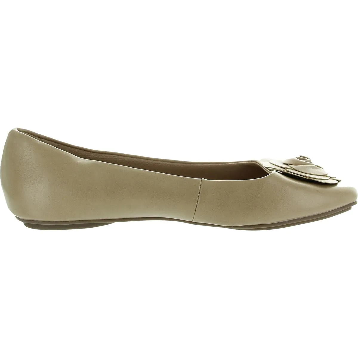 Anastatsia Womens Rosette Faux Leather Ballet Flats