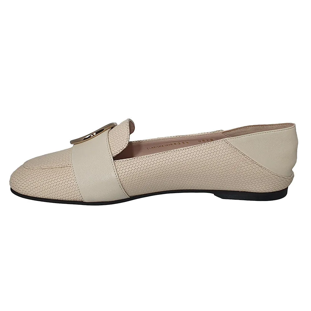Bally Clariska 6301227 Women's Bone Embossed Leather Flats