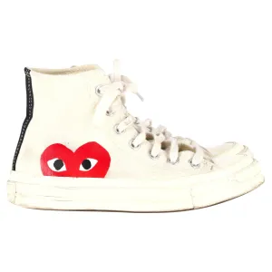 Converse x Comme des Gar?ons Play 70 Chuck Taylor High Cut Sneakers in Cream Canvas