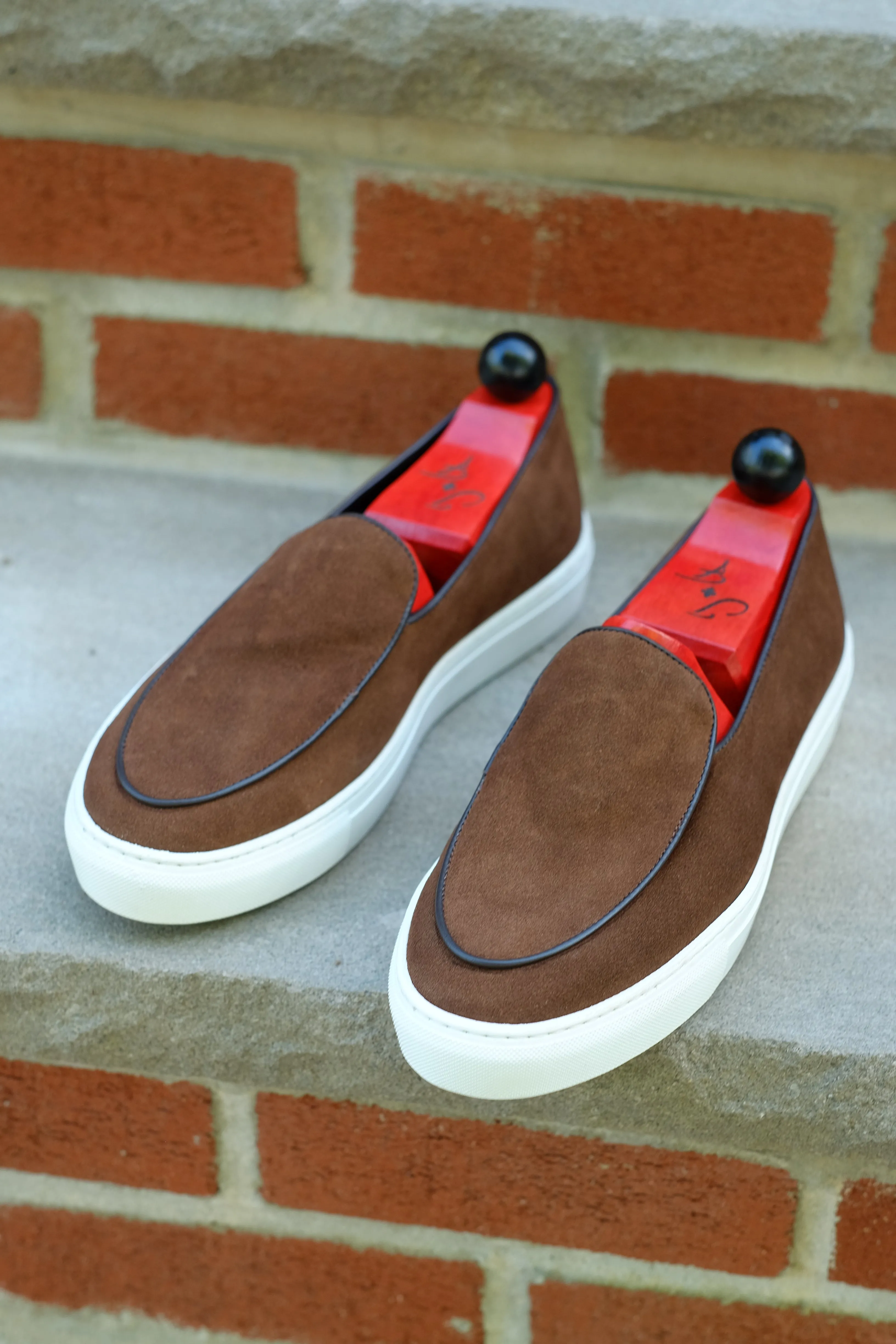 Ellensburg - Brown Suede / Brown Calf Piping - PRE SALE
