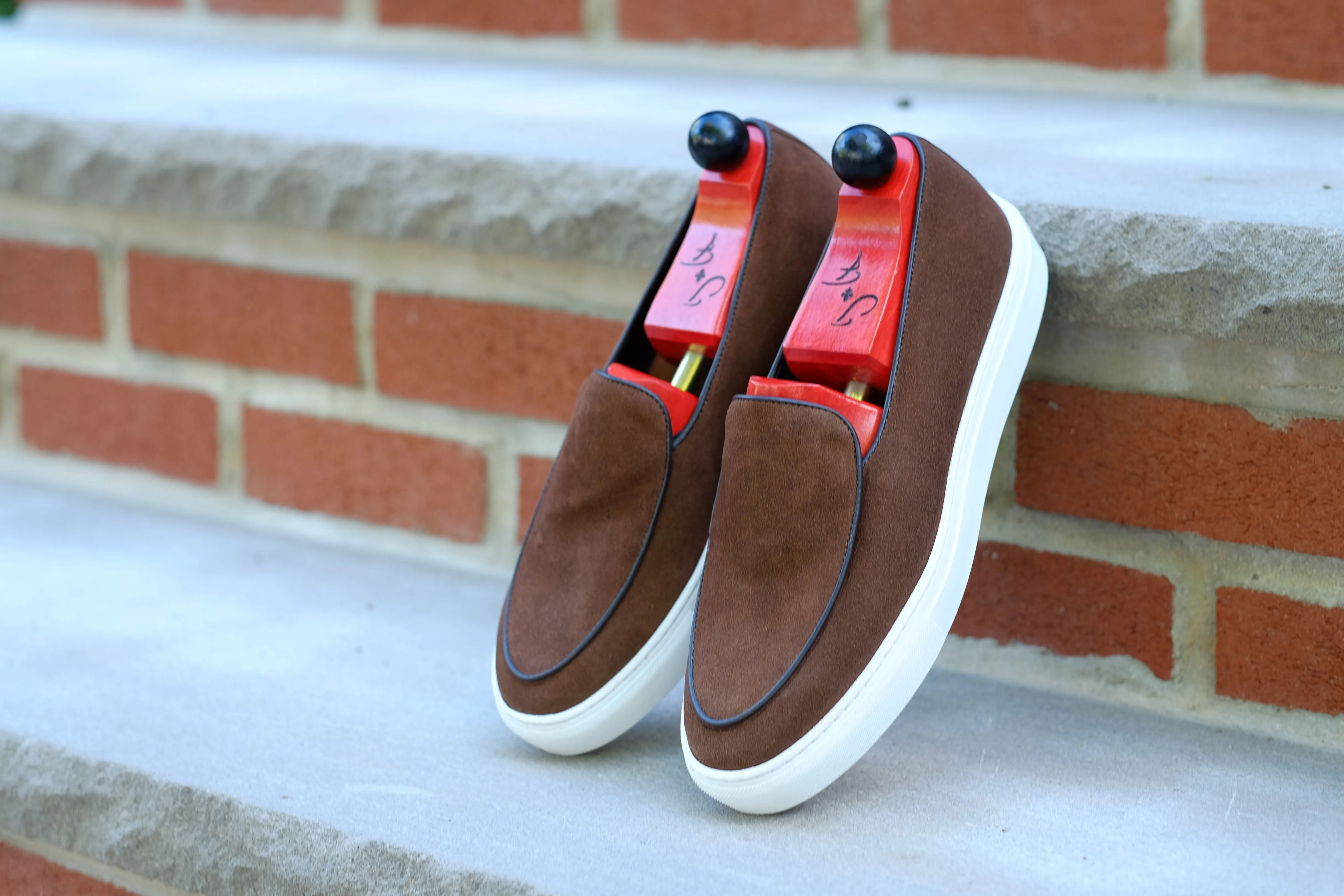 Ellensburg - Brown Suede / Brown Calf Piping - PRE SALE