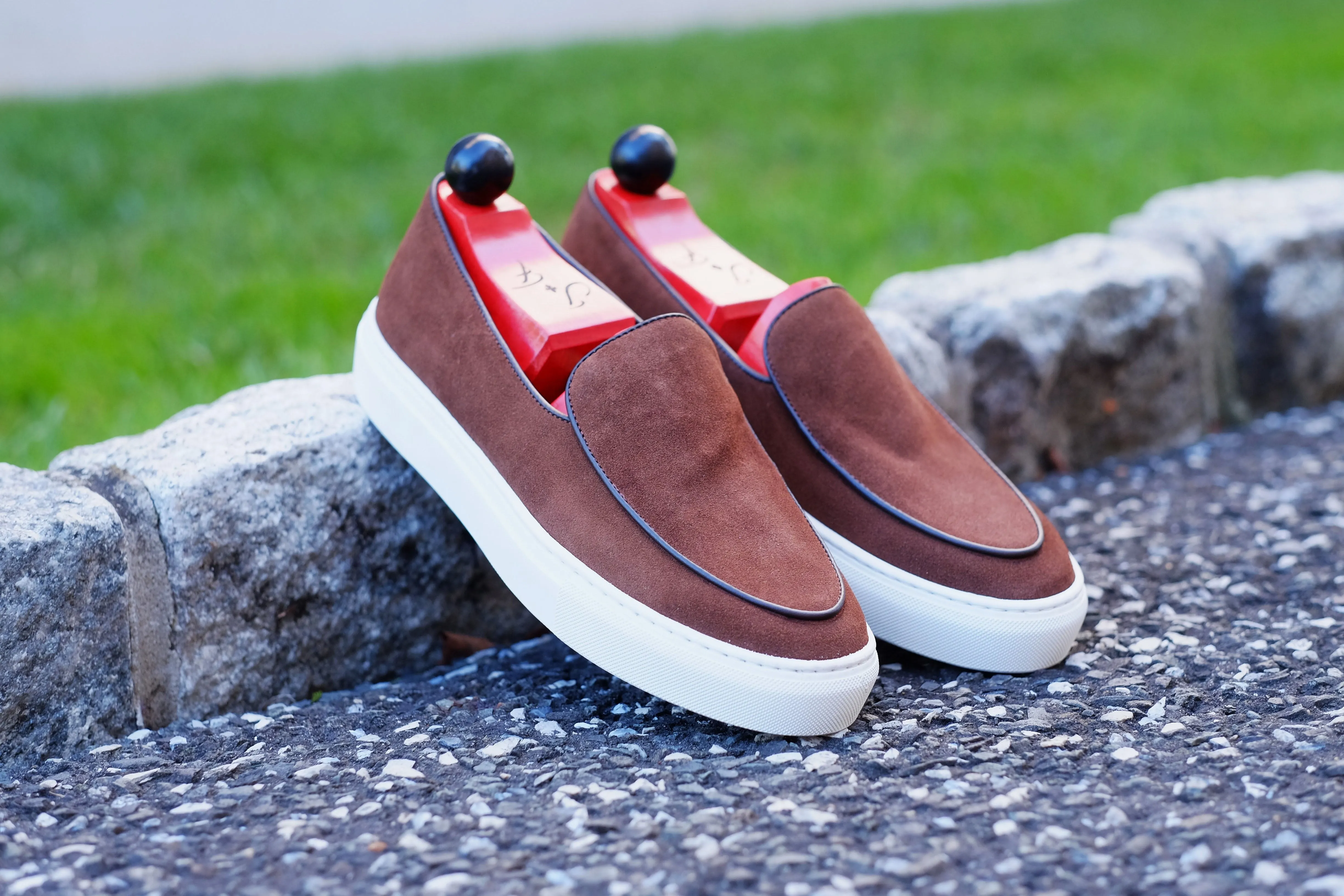 Ellensburg - Brown Suede / Brown Calf Piping - PRE SALE
