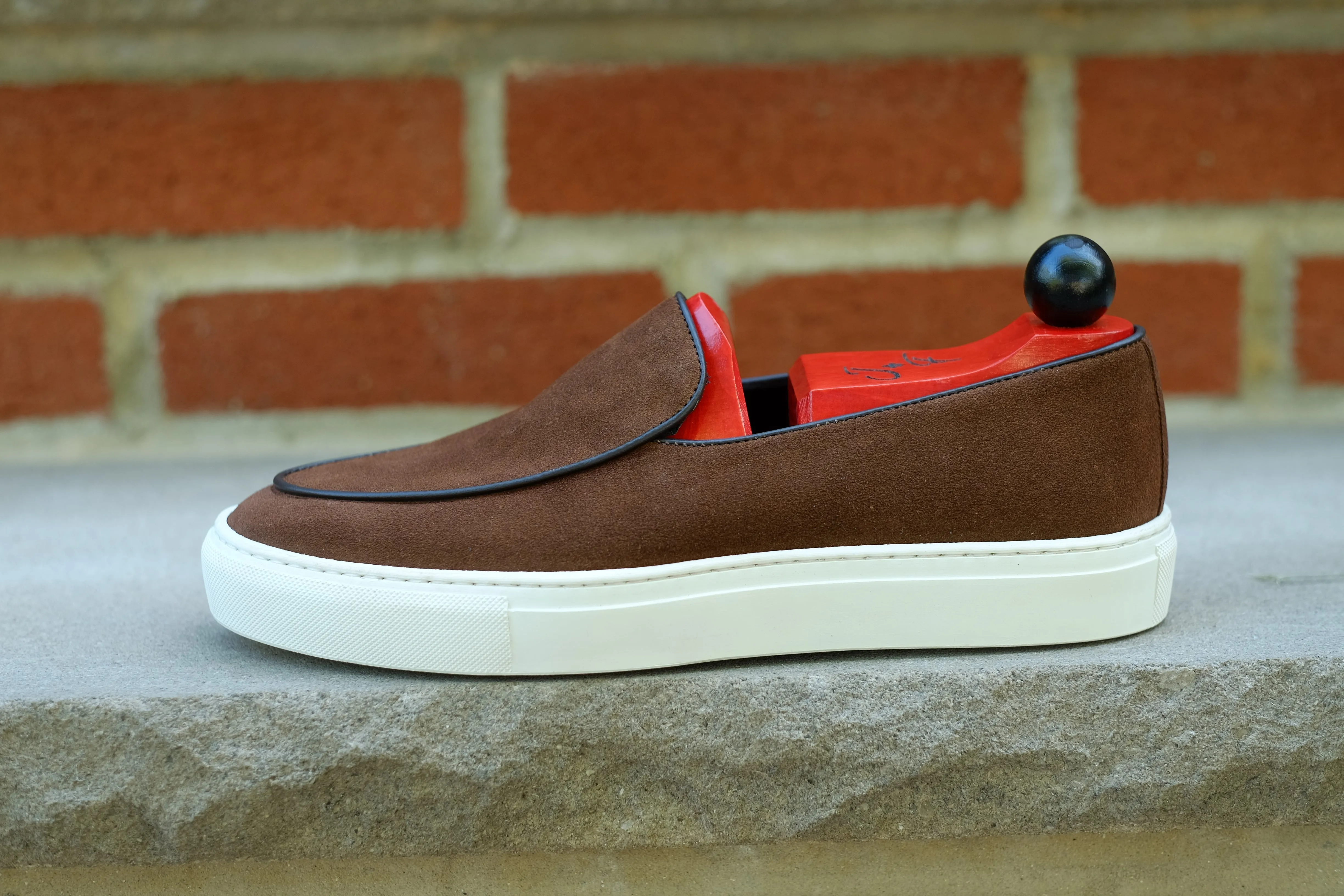 Ellensburg - Brown Suede / Brown Calf Piping - PRE SALE