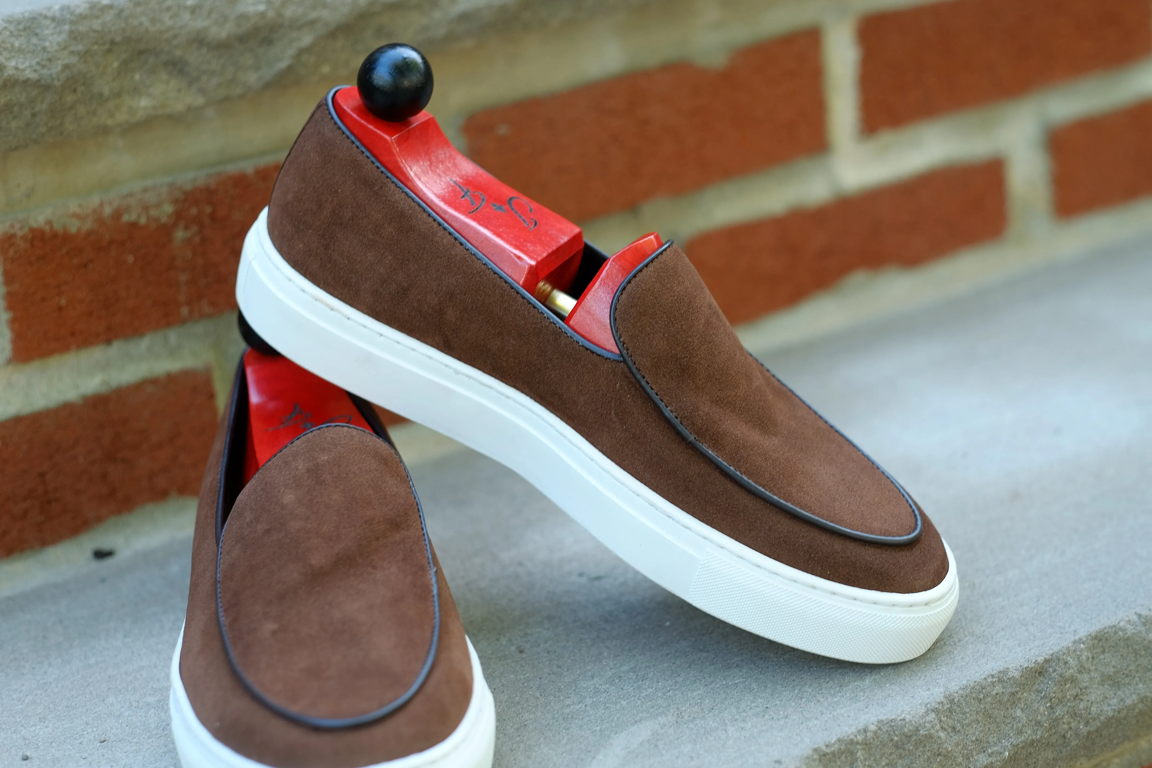 Ellensburg - Brown Suede / Brown Calf Piping - PRE SALE