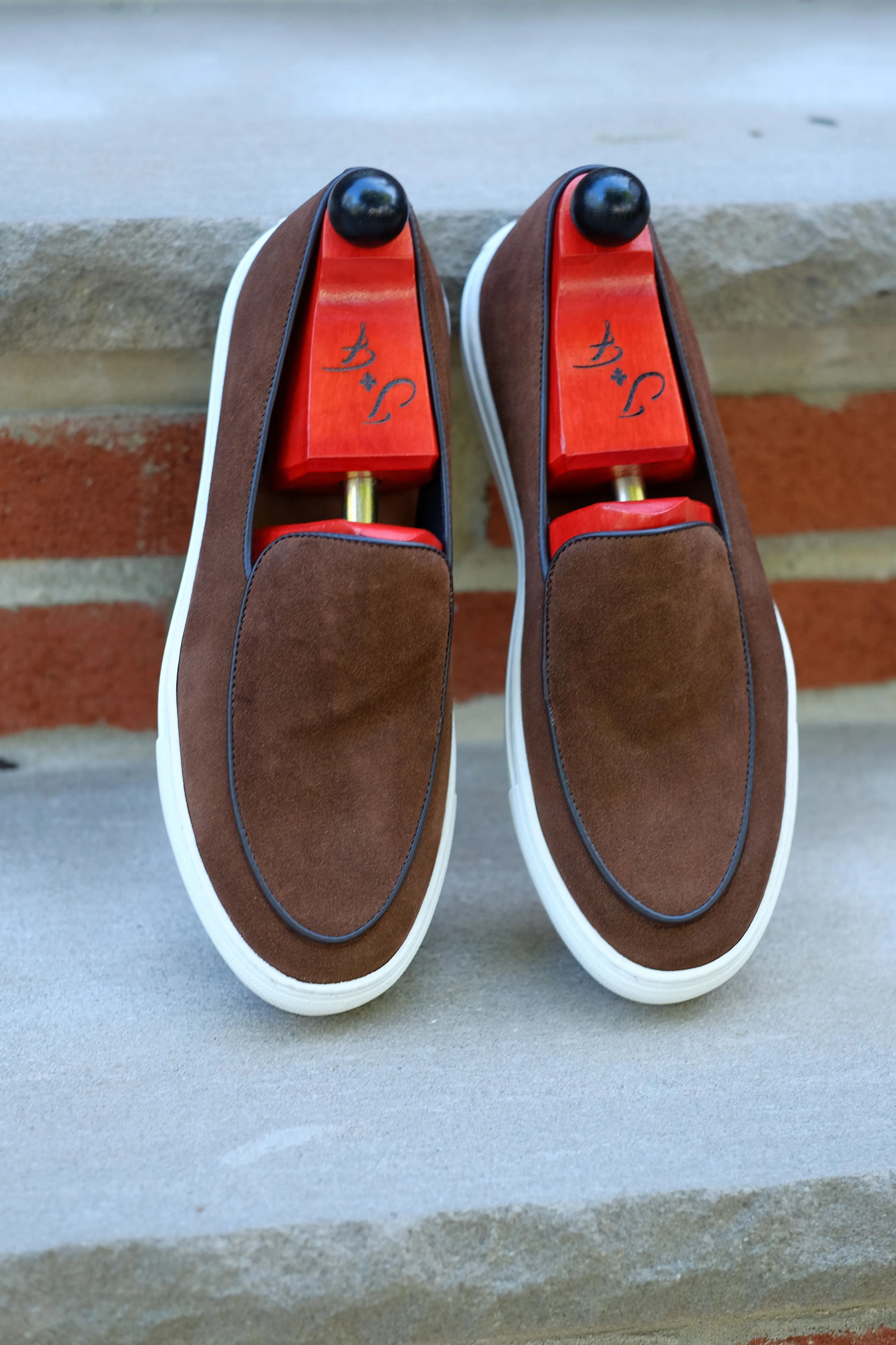 Ellensburg - Brown Suede / Brown Calf Piping - PRE SALE