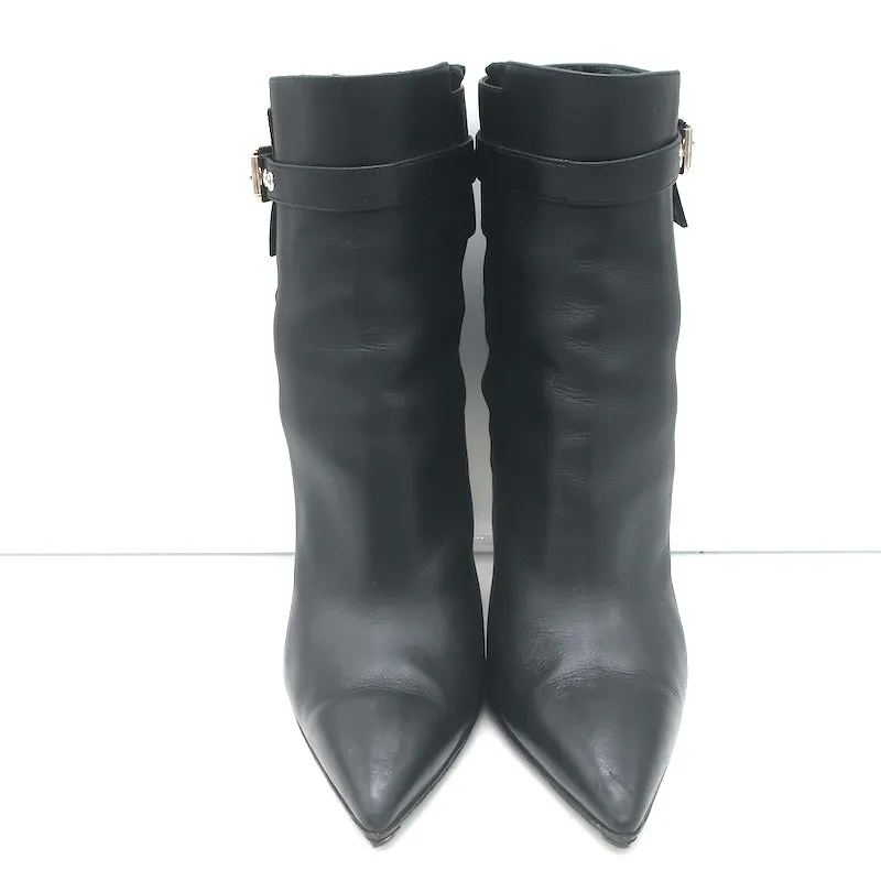 Gianvito Rossi Buckled Ankle Boots Black Leather & Mesh Size 38.5