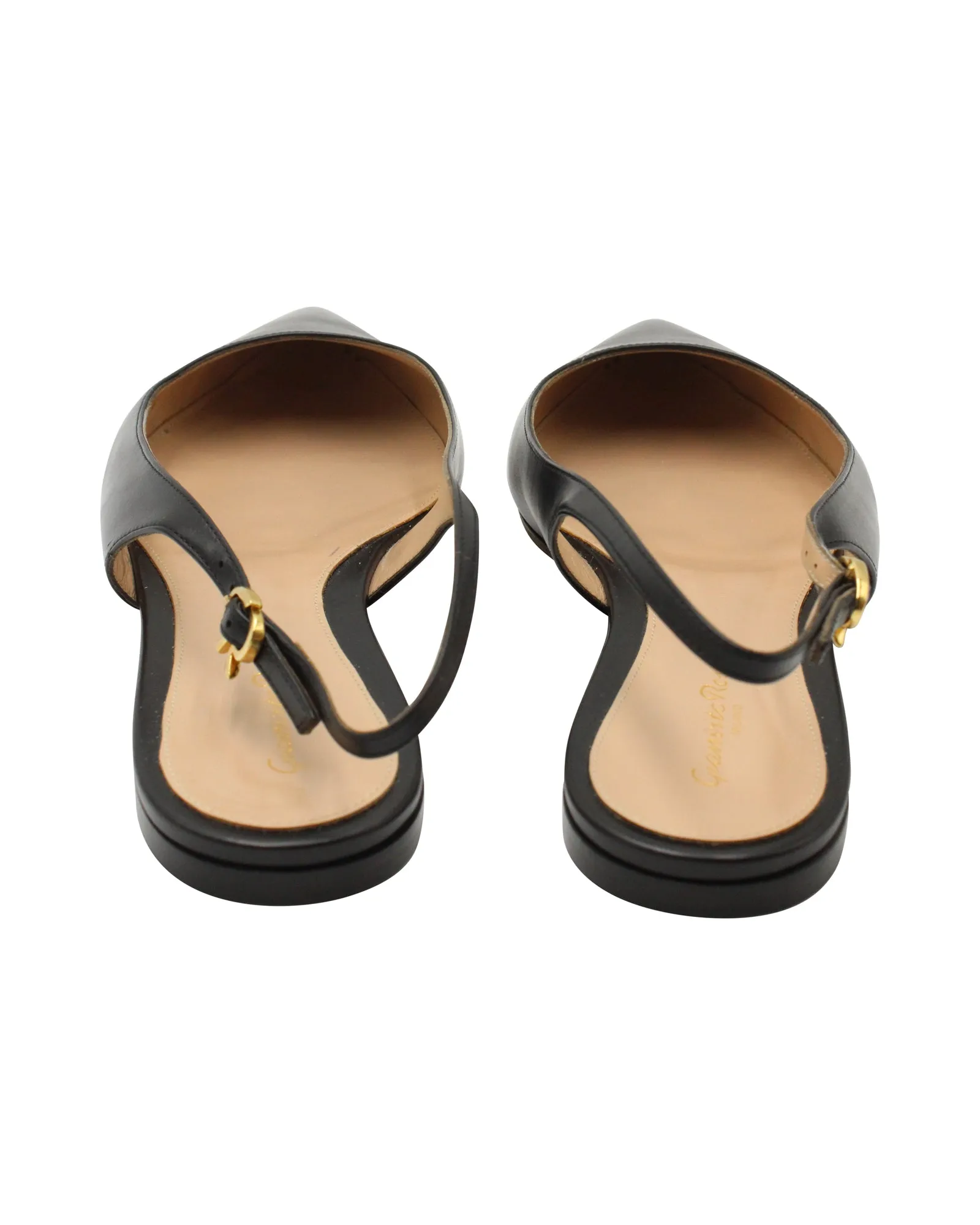 Gianvito Rossi Slingback Flats in Black Leather