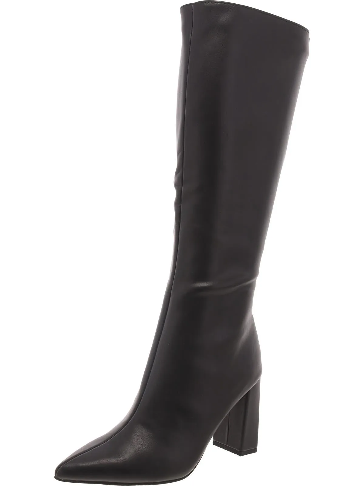 Islah Womens Faux Leather Block Heel Knee-High Boots