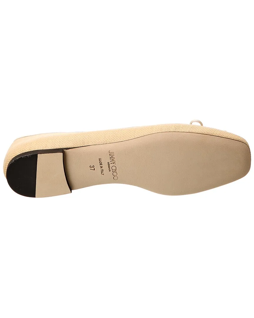 Jimmy Choo Elme Raffia & Leather Flat