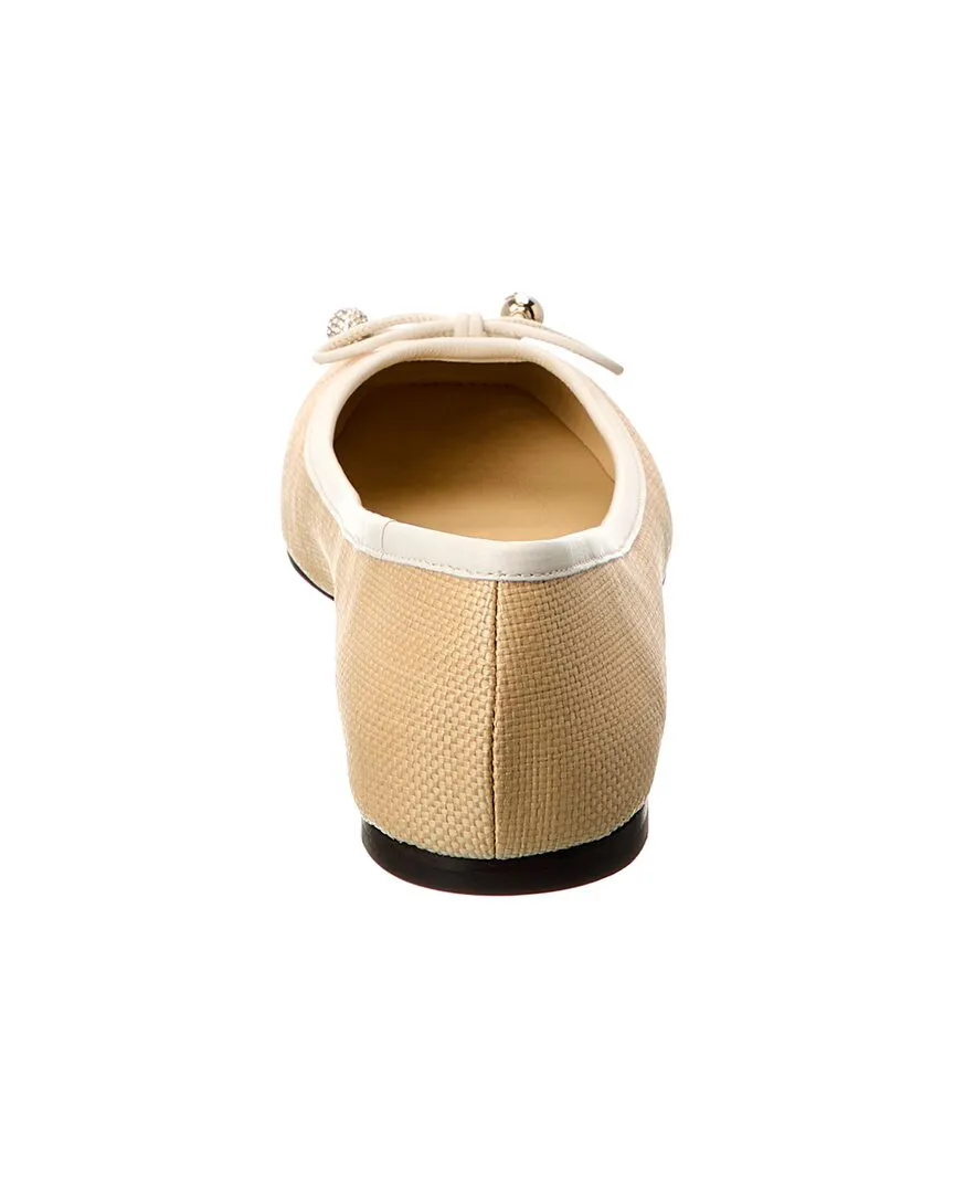 Jimmy Choo Elme Raffia & Leather Flat