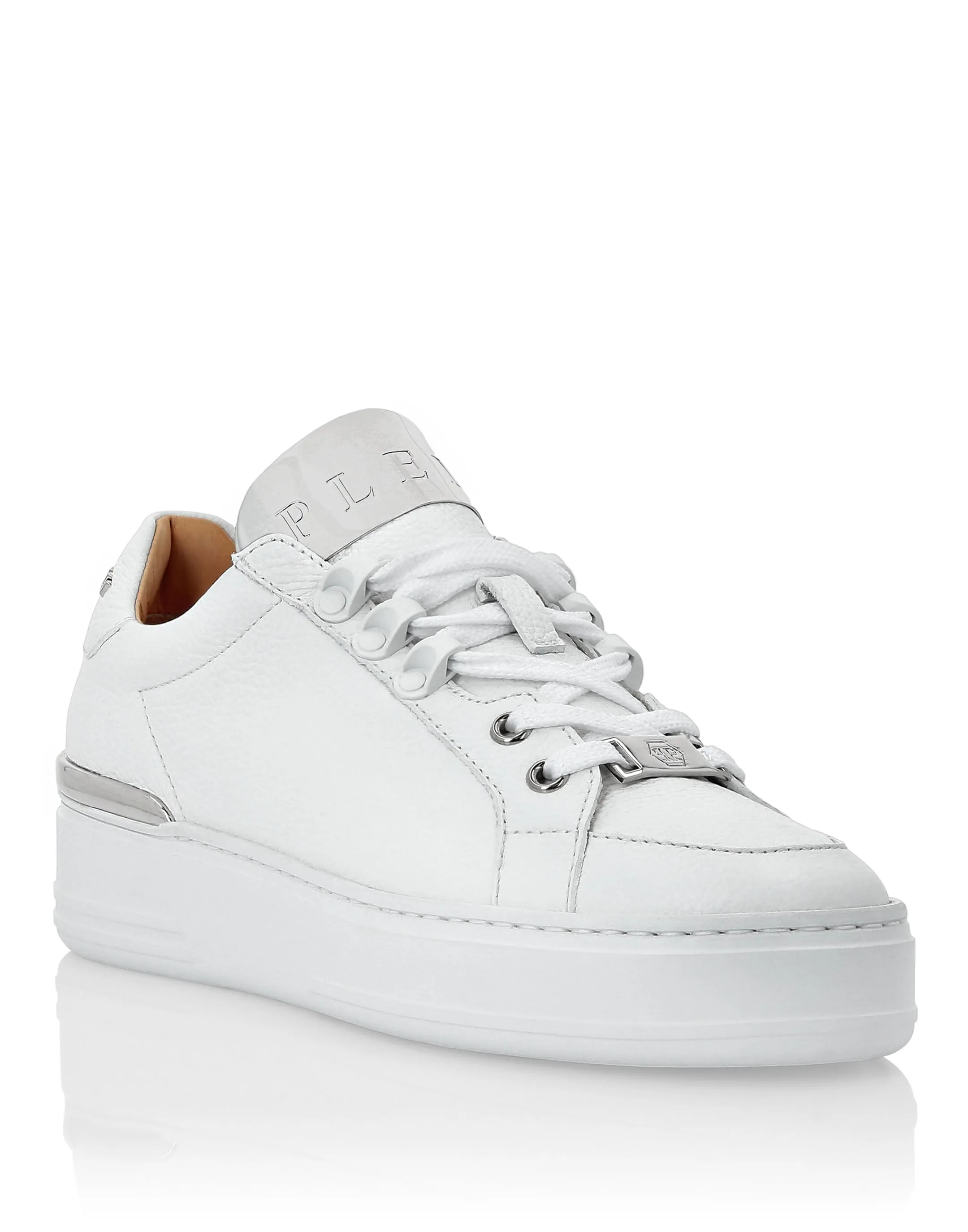 Leather Lo-Top Sneakers Silver $urfer TM