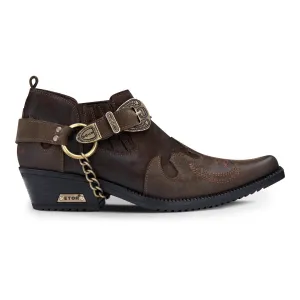 Leather Western Shoes Snake Pattern Metal Chain