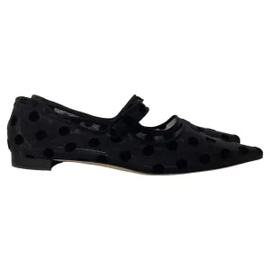 Manolo Blahnik Campari Polka Dot Mary Jane Ballet Flats in Black Polyamide