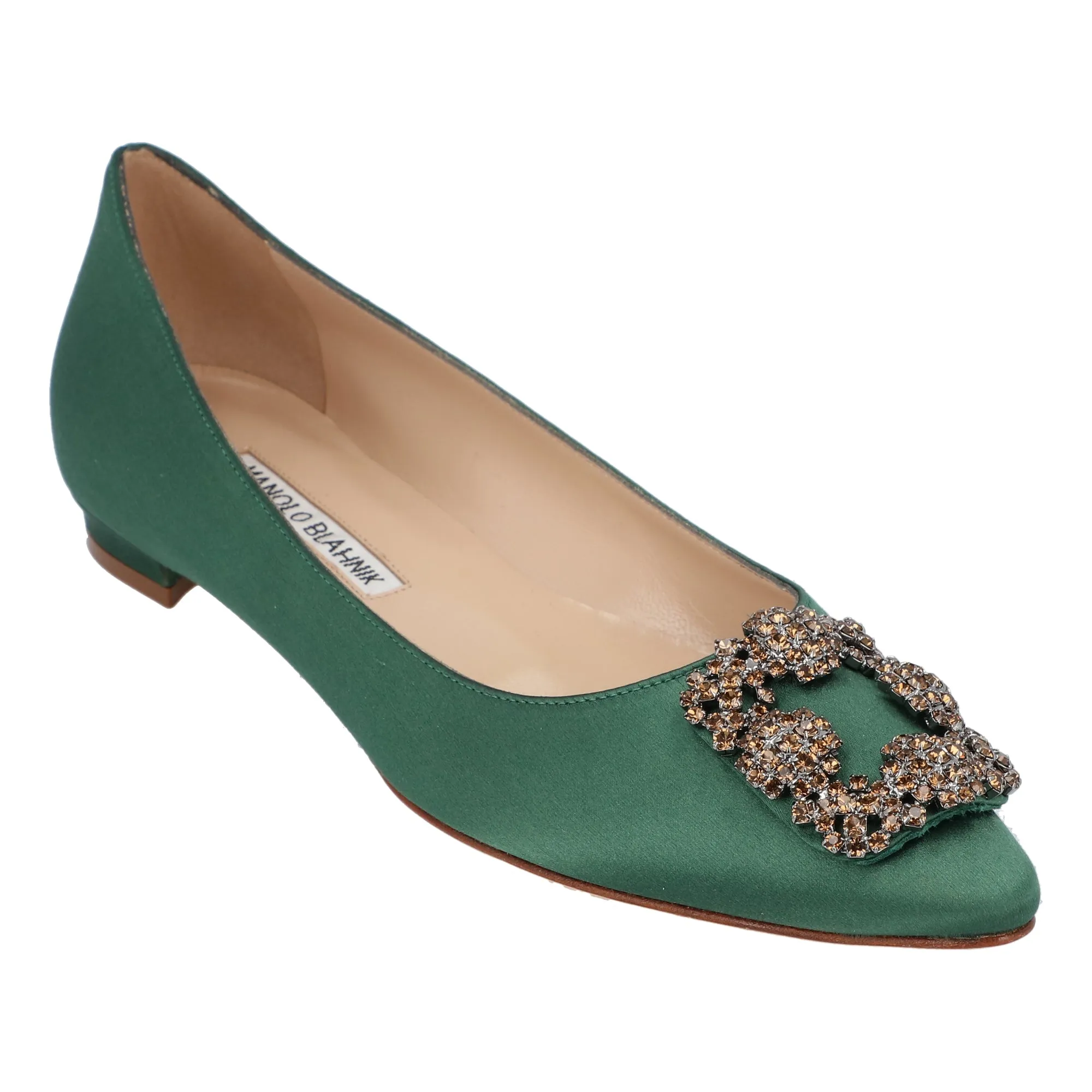 Manolo Blahnik Hangisi Flat  Green