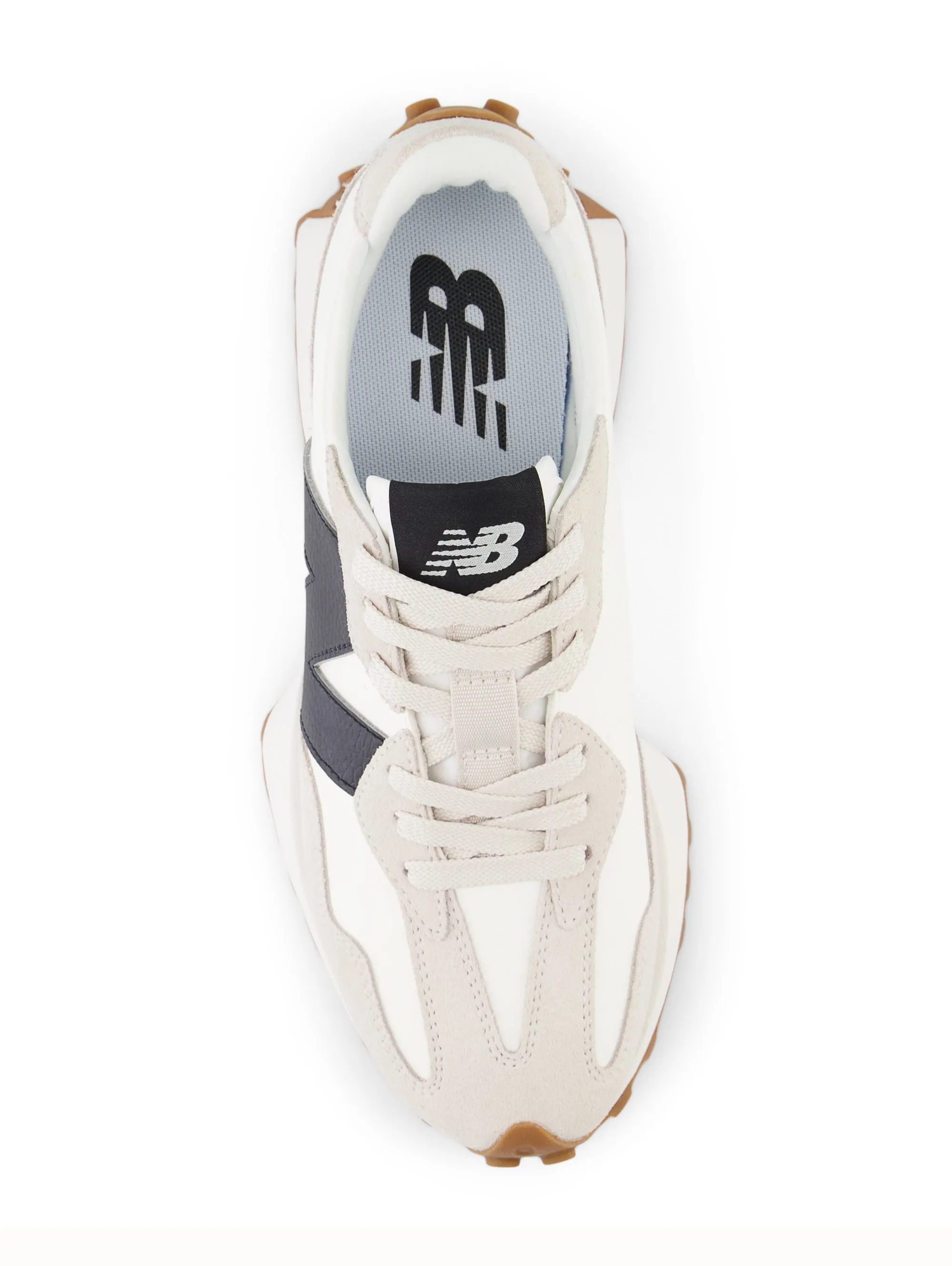Sneakers Retrò 327 in Pelle Bianco/Nero
