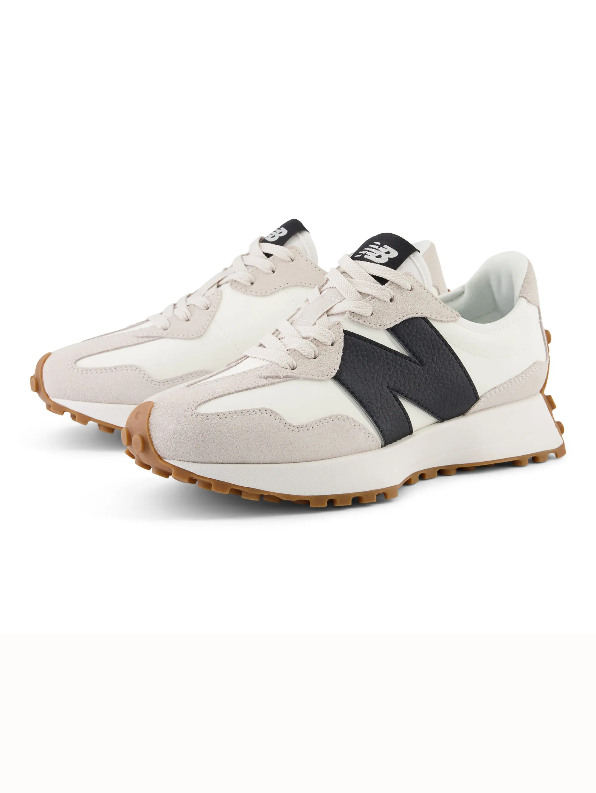 Sneakers Retrò 327 in Pelle Bianco/Nero