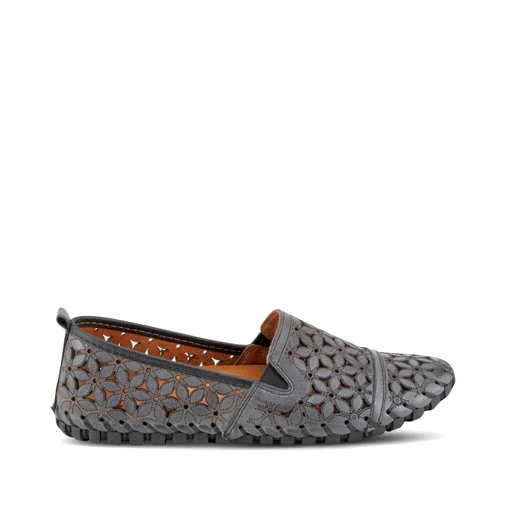 Spring Step Women's Flowerflow Slip On Flat in Charcoal