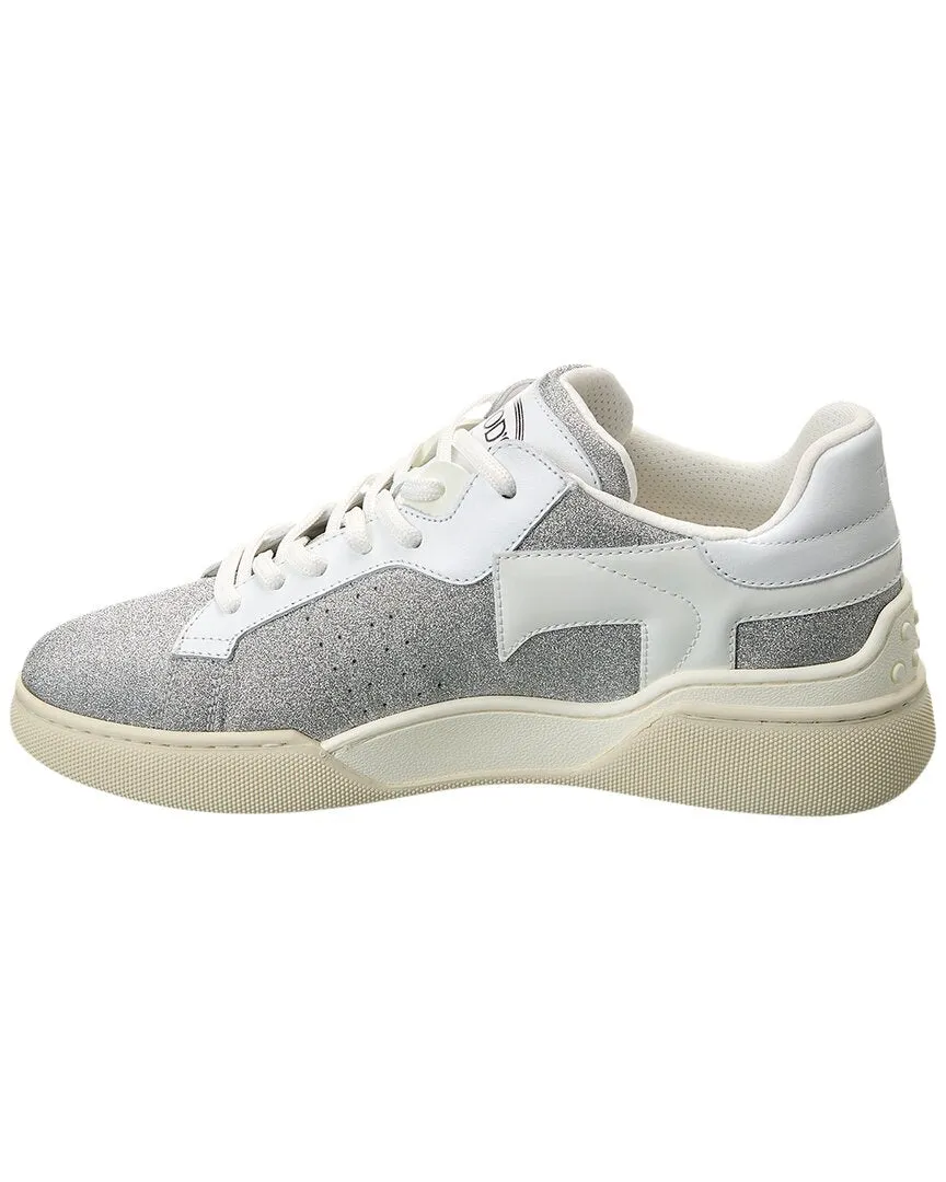 TOD��s Cassetta Glitter & Leather Sneaker