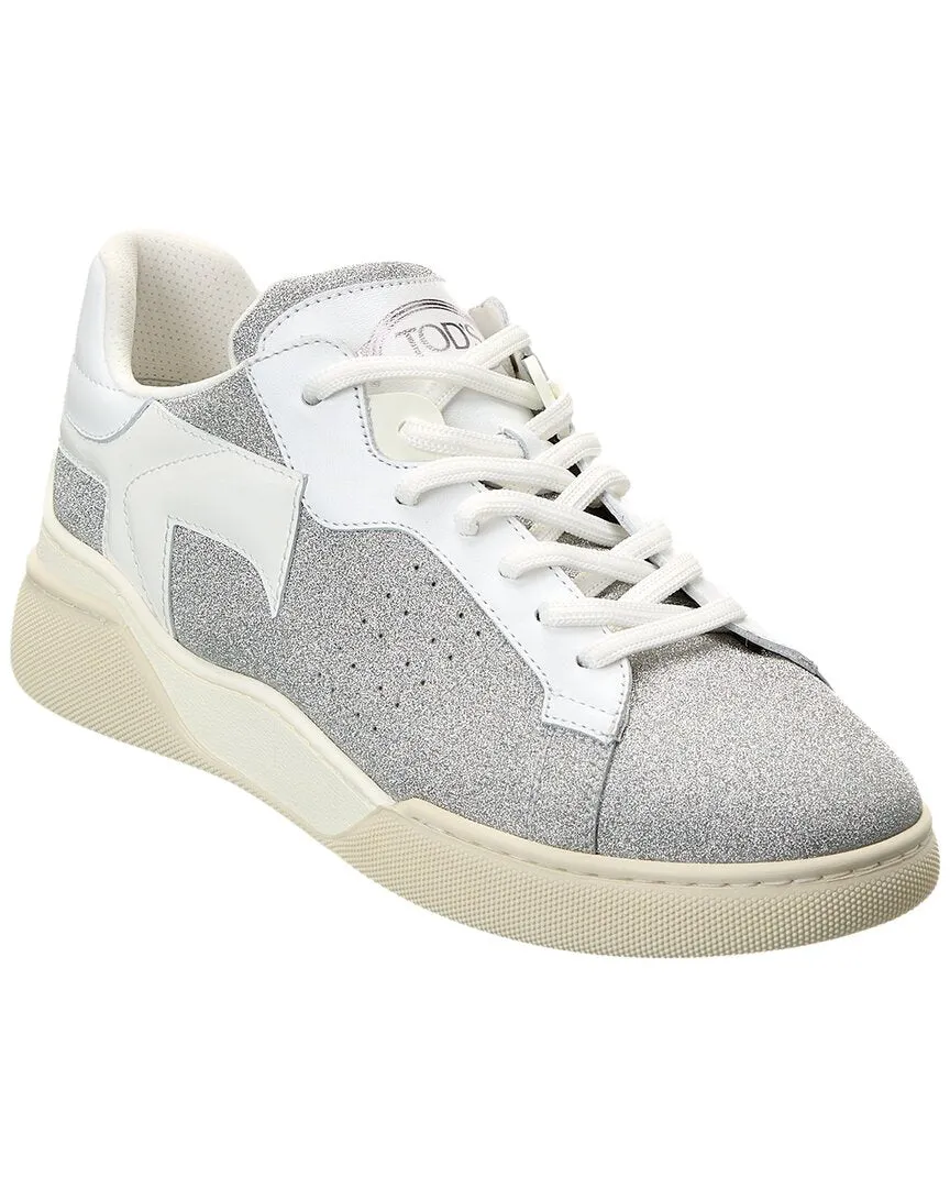 TOD��s Cassetta Glitter & Leather Sneaker
