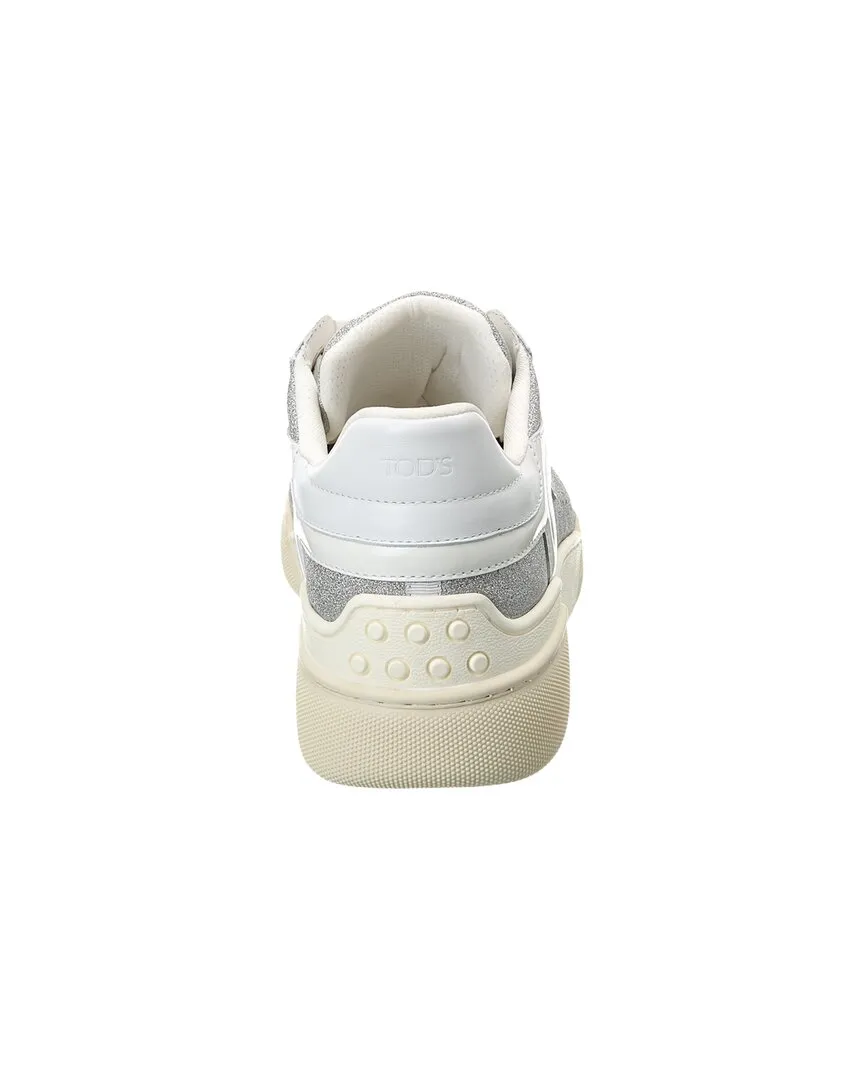 TOD��s Cassetta Glitter & Leather Sneaker