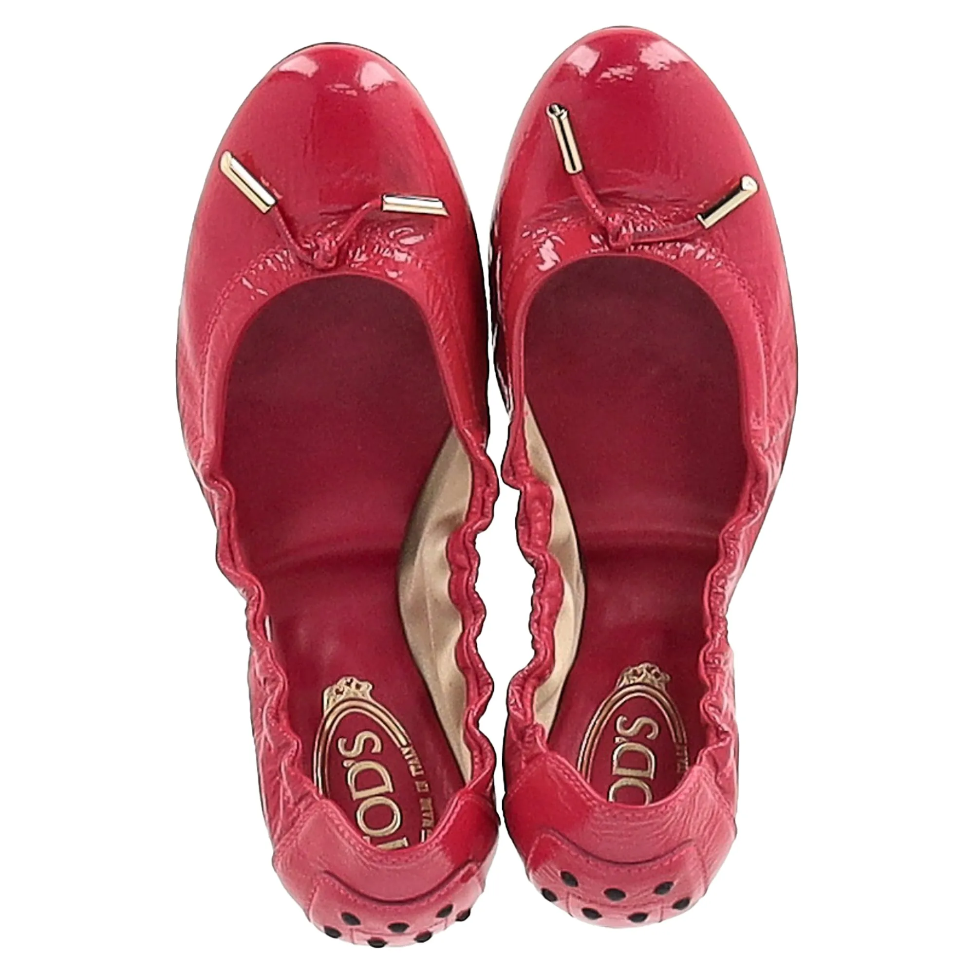 Tod's Scrunch Ballet Flats in Red Patent Leather