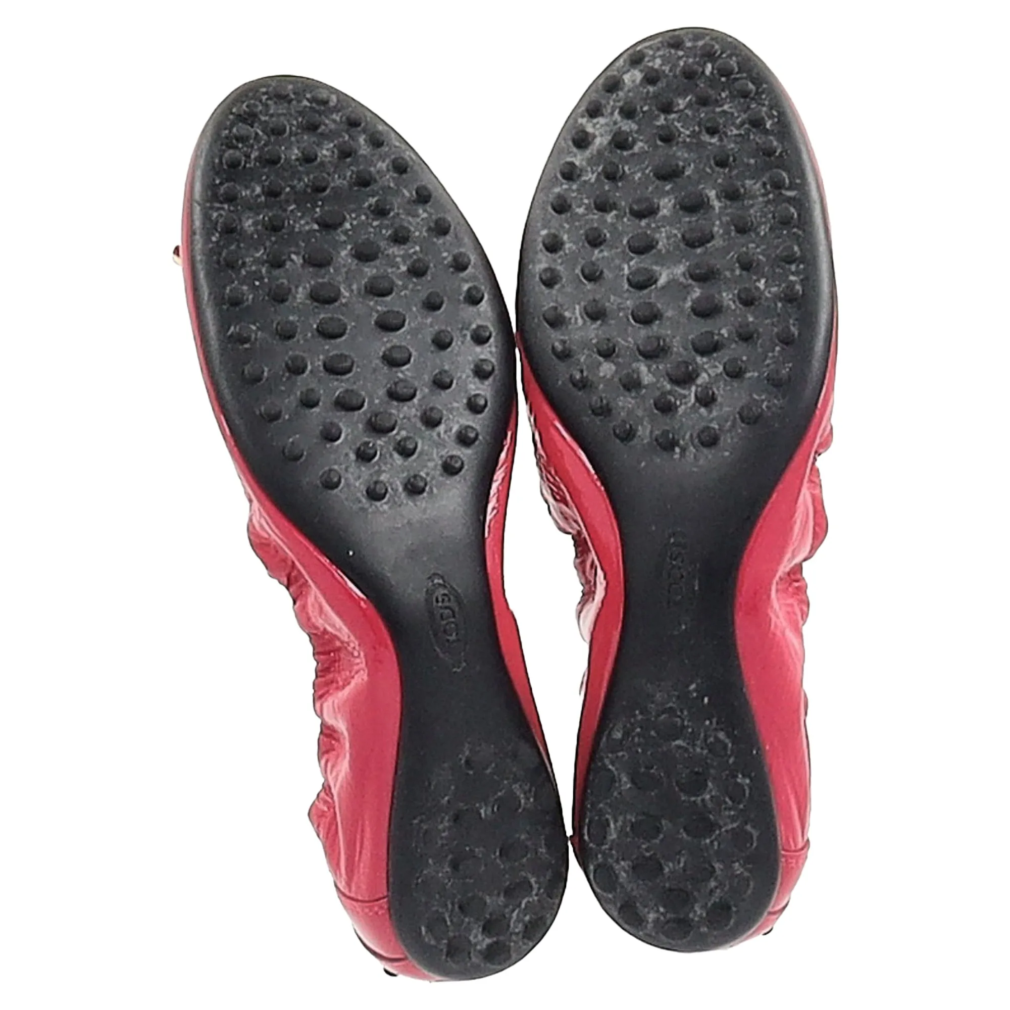 Tod's Scrunch Ballet Flats in Red Patent Leather