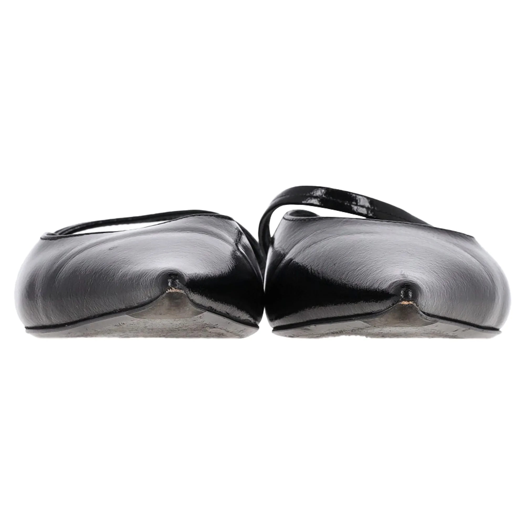 Totême Pointed Slingback Ballet Flats in Black Patent Calf Leather