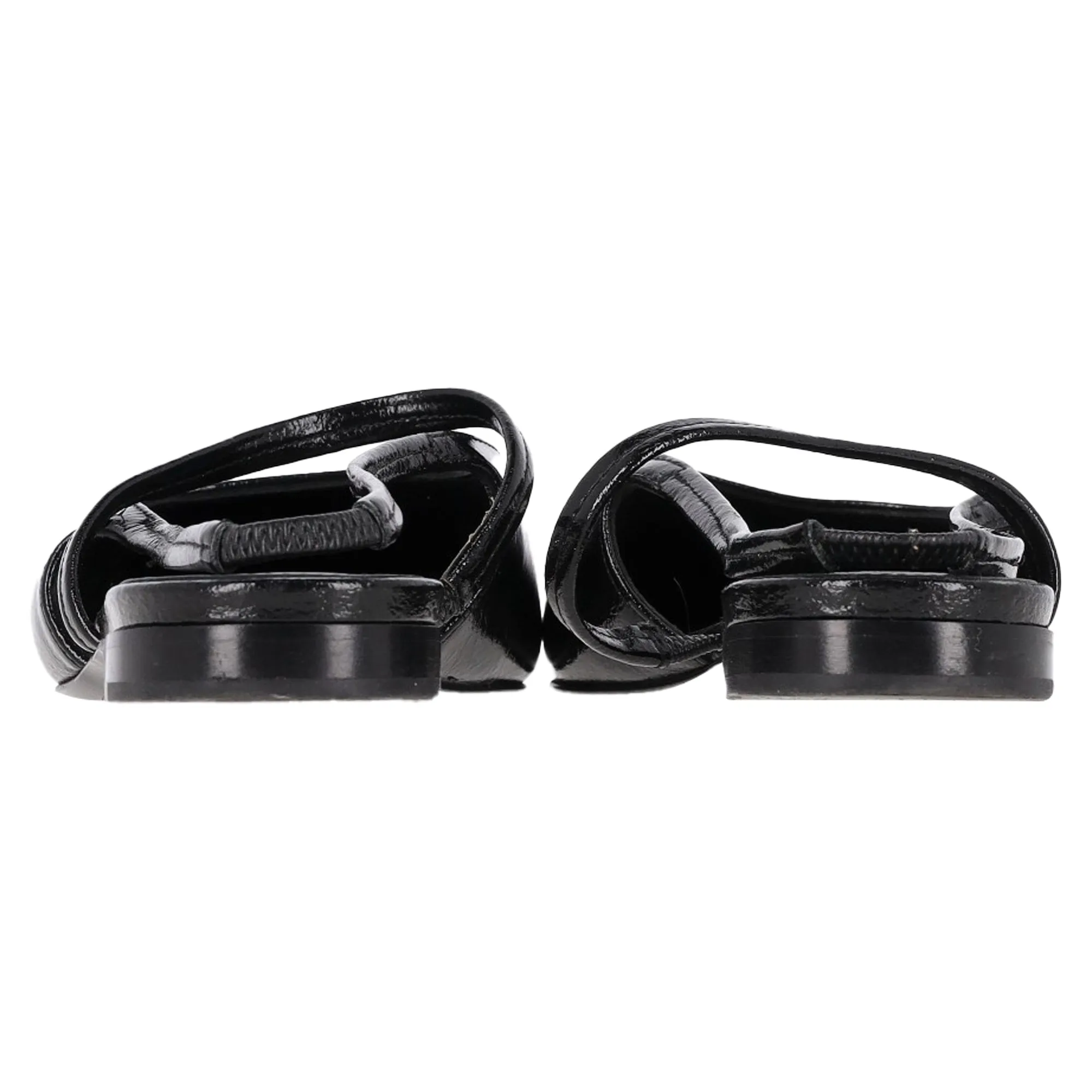 Totême Pointed Slingback Ballet Flats in Black Patent Calf Leather