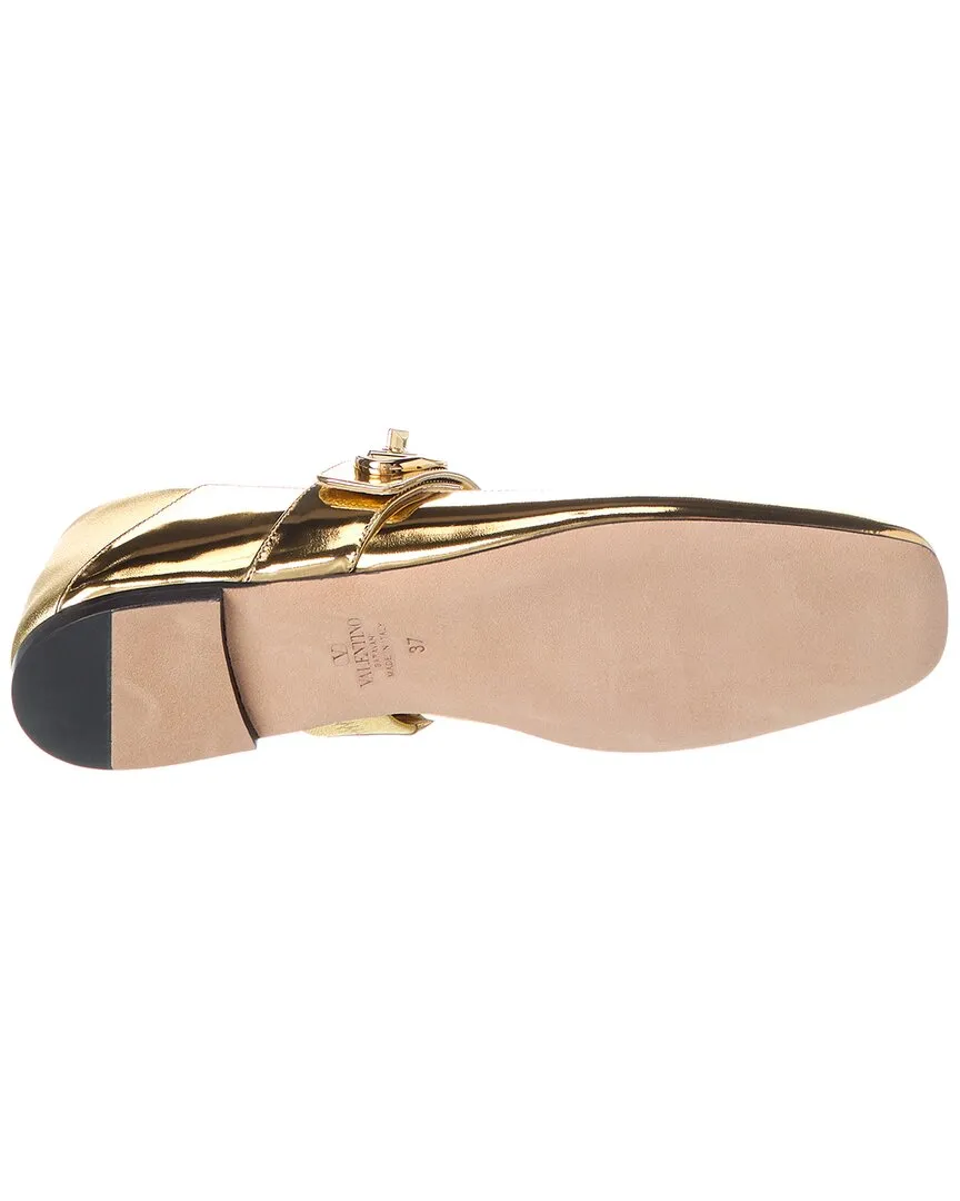 Valentino VLogo Locker Mary Jane Leather Ballerina Flat