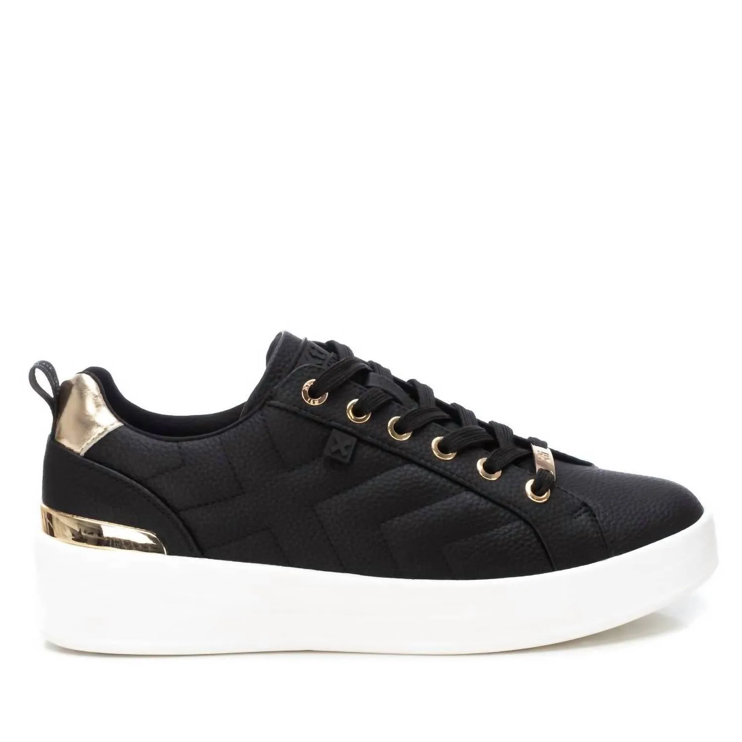 Women's Faux Leather Sneakers In Black