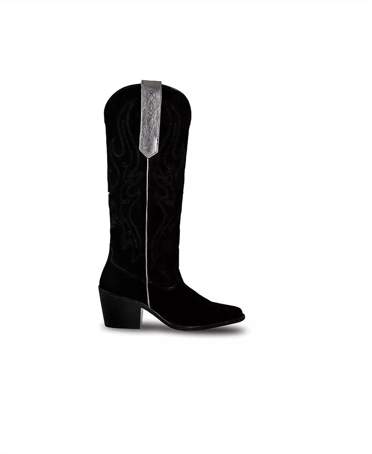 Women's Knee-High Suede Leather Western Fenix Boots In Black