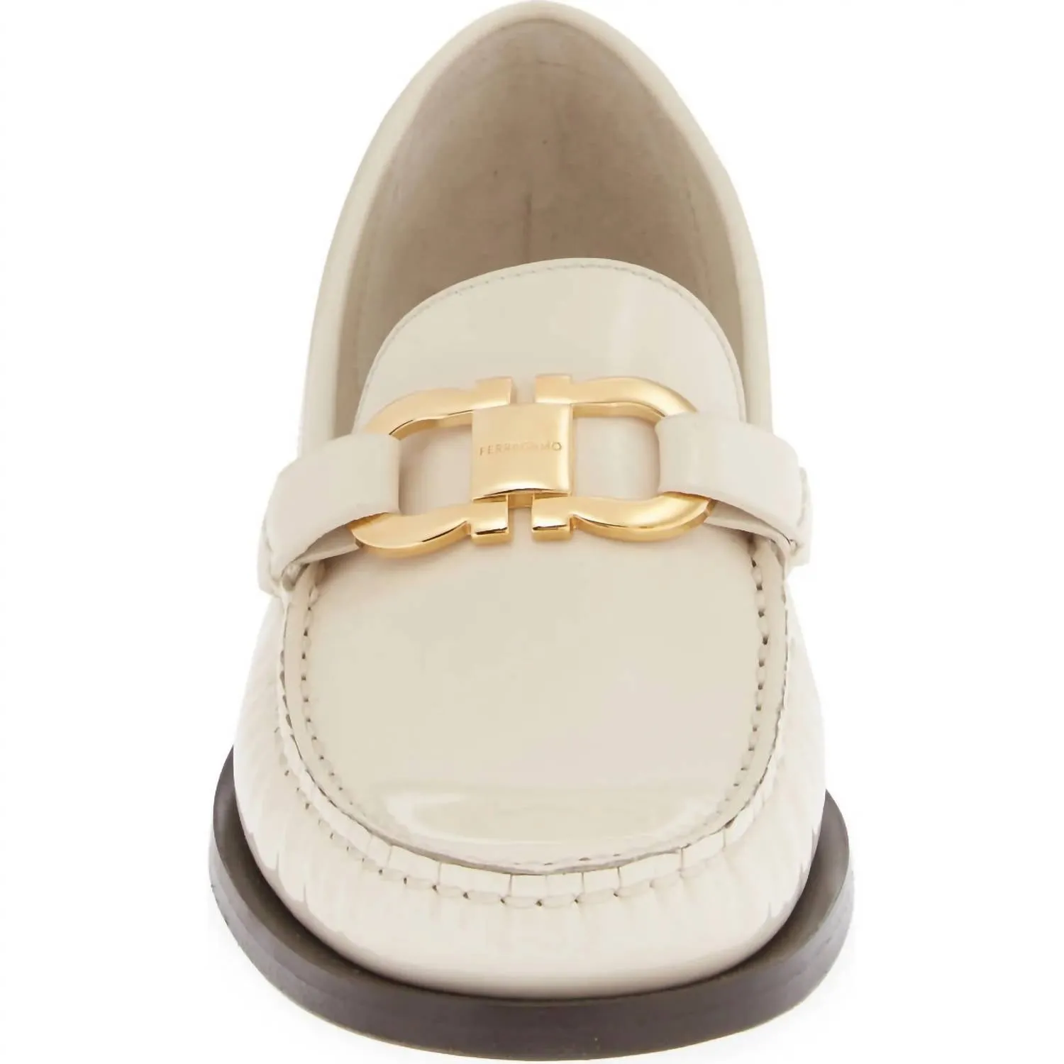 Women's Maryan Bit Patent Leather Loafer Shoes In Mascarpone