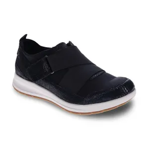 Women's Virginia Adjustable Sneaker - Wide Width In Black Lizard
